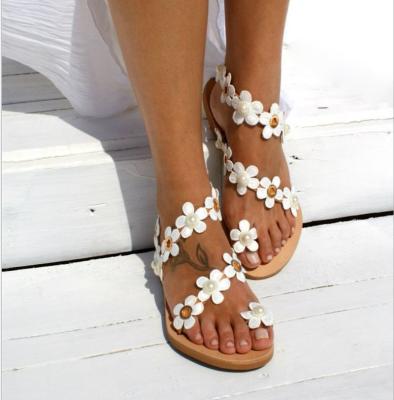 China 2019 Summer Anti-odor Europe and the United States New Flower Large Size Sandals Beach Bohemian Shoes Toe Sandals 43 Yards for sale