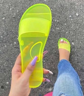 China GOODS Amazon Hot Selling 2020 Summer New Plus Size Women's Shoes Crystal Frosted Flat Sandals And Slippers for sale