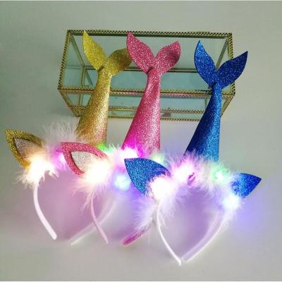 China Hair Accessories Headband Halloween Head Buckle Headband Children's Stage Performance Props LED Fish Scale Tail Colorful Light Headband for sale