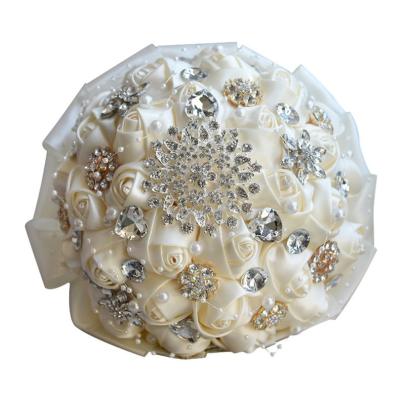 China Wholesale Silk Wedding Bride Holding Flowers Crystal Wedding Bouquet Luxurious for sale