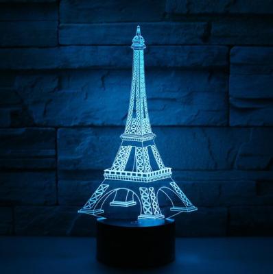 China Paris Gift 3d Creative New Eiffel Tower Colorful Night Light Strange Led Creative Night Light for sale