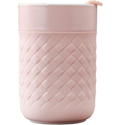 China Sustainable Ceramic Coffee Mug, 10OZ, For Portable Coffee Tea Office Or HomeCoffee Mugs With Lids Cute Travel Mugs Silicone Protective Sleeve for sale