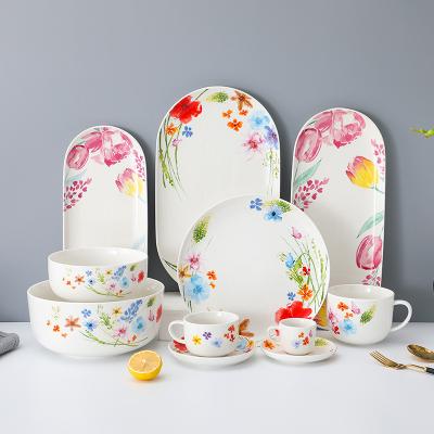 China Factory Sale Sustainable Ceramic Tableware Elegant Blue Printing Chinese Antique Tableware for sale