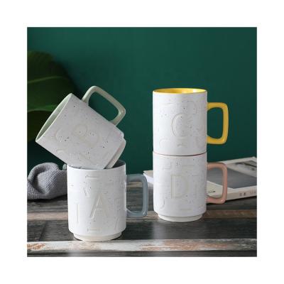 China Viable 13.5OZ Mugs Glaze Inner Porcelain Double Color Outside OEM Wholesale Ceramic Custom Coffee Mug for sale