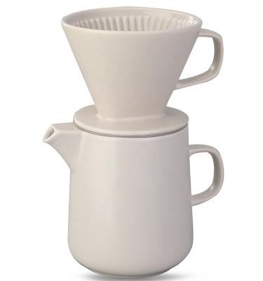 China WITH LID 850ml-Coffee Hand Filter Cup Drip Pot Ceramic Coffee Drip Set Pour Over Coffee Maker for sale