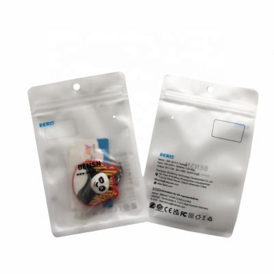 China Custom Printed Clear Ziplock Seal Front Moisture Proof USB Packing Plastic Retail Bag For Data Cable for sale