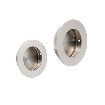 China Modern Satin Brushed Round Stainless Steel Circular Flush Recessed Sliding Door Handles for sale