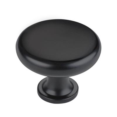 China Traditional Satin Modern Round Black Nickel Round Solid Cabinet Hardware Knob Diameter for sale