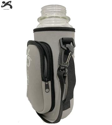 China Factory Price Neoprene Glass Bottle Sleeve Cover Waterproof Water Bottle Cooler With Straps Carrier Bag for sale