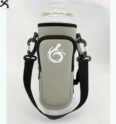 China OEM Neoprene 3MM Waterproof Glass Bottle Sleeve Cooler Carrier Bag With Strap Customized Logo for sale