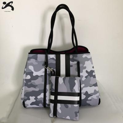 China New Fashion Neoprene Sublimation Leopard Beach High Quality Durable Neoprene Insulated Promotional Tote Bag With Large Capacity for sale