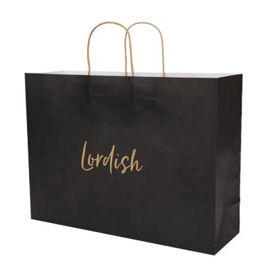 China Disposable Luxury Logo Jewelry Packaging Kraft Shopping Black Custom Printed Paper Bag Gift Paper Bag With Handles for sale