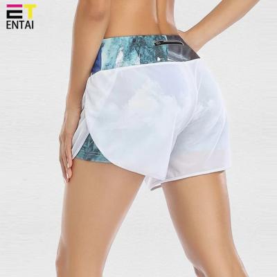 China QUICK DRY Wholesale Soft Printing Double Layer Women's Running Shorts Yoga Pants Breathable Workout Sweat Shorts for sale