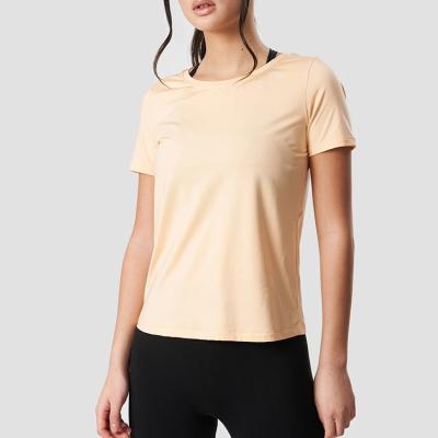 China Hot Selling Anti-Wrinkle Women Cotton T-shirt Crew Neck Gymwear Women's Short Sleeve T-shirts for sale