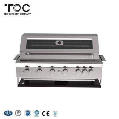 China Easily Assembled Automatic Ignition 6 Burners Gas Built-in BBQ Grills Stainless Steel BBQ Grill Body for sale