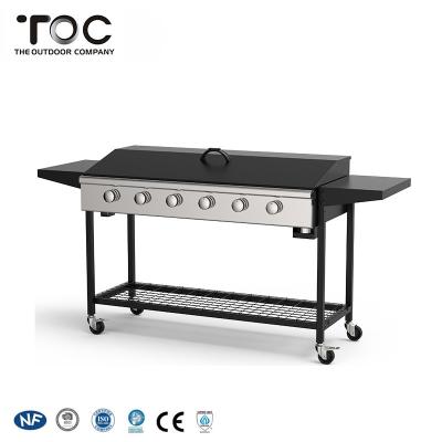 China Easily Assembled High End Portable Commercial 6 Burner BBQ Grill BBQ Gas Plancha Grill Stainless Steel for sale