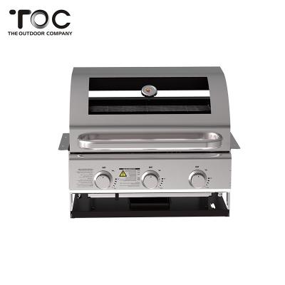 China Easily Assembled China Factory Price Kitchen Equipment 3 Burners Stainless Steel Built In BBQ Tabletop Grill for sale