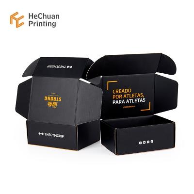 China Recyclable High Quality Corrugated Paper Noble Hard Dropproof Outdoor Black Customized Logo Hot Stamping Box Exquisite Gift Box Packaging for sale