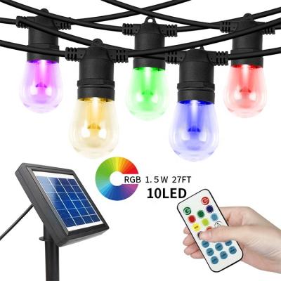 China Led String Light Solar Panel Charging 27FT Outdoor Led String 1.5W RGB Solar Globe Light String for sale