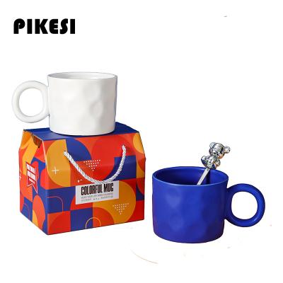 China Large Size Quality Insist Ink Splatter Ear Coffee Mug Viable Creative Cup Glazed Gift Set Ceramic Mug Wholesale for sale