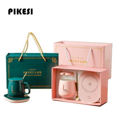 China Viable Hot Sale Thermostat Heating Smart Ceramic Cup 55 Degree Coffee Constant Temperature Hot Cup Gift Box for sale