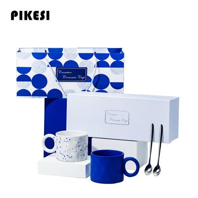 China Wholesale Customization Klein Blue Ceramic Logo Tea Coffee Water Cup Viable Mug For Business Gift Wedding Souvenir Gift Box for sale