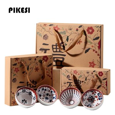 China Japanese Ceramic Bowl Set Logo Customization Gift Box Package Viable Wholesale High Quality Tableware Porcelain Rice Bowls for sale