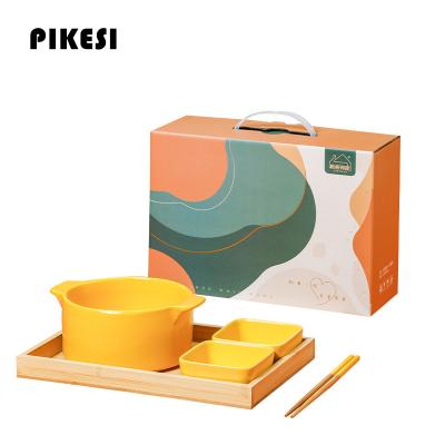 China Sustainable Cute Ceramic Porcelain Dinnerware Bowl And Dish Set Gift Box Dinnerware Set For One Person for sale