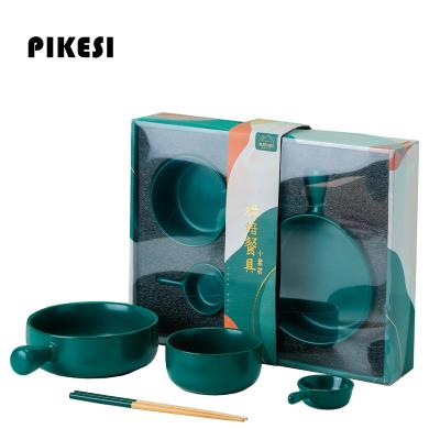 China Sustainable Wholesale Customization Round Mold With Handle Oven Baking Ceramic Bakeware Set For Kitchen for sale