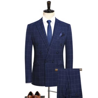 China Anti-wrinkle men's three-piece suit 25% single button closure collar viscose plaid wedding dress slim casual suit Anti-wrinkle for sale