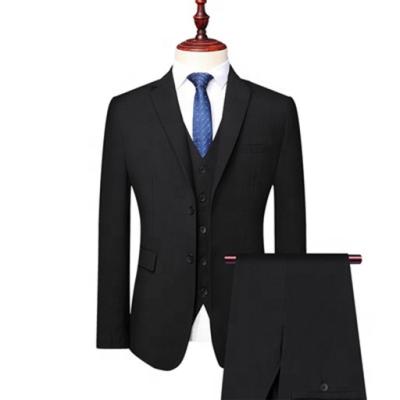 China New Men's Leisure Business Single Breasted Acetate Fiber Collar Single Breasted Flat Suits 80% Anti-wrinkle Double Button Business Three-Piece Suits for sale