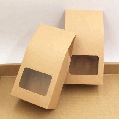 China Clear Recyclable Caja De Papel FSC Stand PVC Window Seal Kraft Paper Food Packaging Box for sale