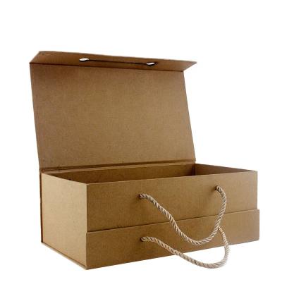 China Eco-friendly Cajas De Regalo Custom Recyclable Recycle Kraft Paper Packaging Box, Cardboard Gift Bag With PP Handle for sale