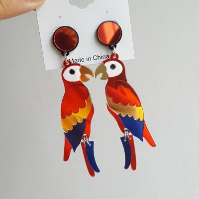 China Nightclub Props Acrylic Parrots Shape Earring Fashion Gift Nightclub Novelty Props Acrylic Parrots Shape Novelty Earring for sale