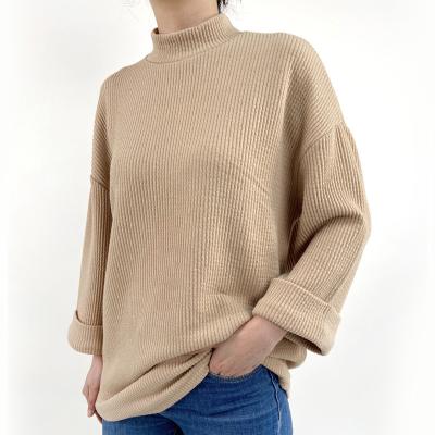 China 2021 Winter Long Sleeve Sweater High Neck Breathable Casual Pullover Sweater Jumper Tops Loose For Women for sale