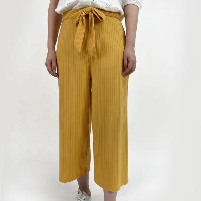 China Breathable Women's Palazzo Lounge Band Tie Bow Relax Comfortable Wide Leg Flowy Casual Pants Ladies for sale