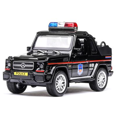 China 1:32 Diecast Convertible Police Car Open Door Mercedes Benz G500 Police Car Alloy Model Car Toy Model Car for sale