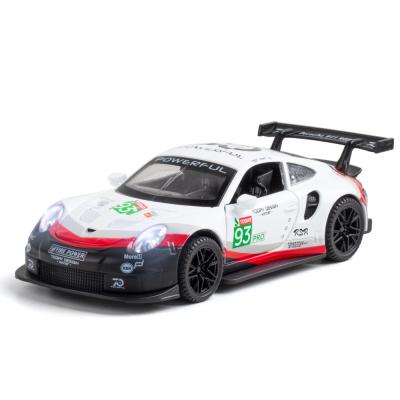 China Tail wing can be opened door lifted 1:32 911 RSR racing car alloy model remove light decoration for sale