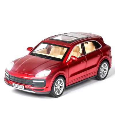 China Diecast Toy 1:32 Diecast Children's Toy Alloy SUV Car Model Ornaments With Open Door Sound And Light Cayenne for sale