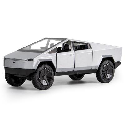 China Diecast Toy Car Toy Pull Back With Front Wheel Steering 1:24 Scale Tesla Cybertruck Pickup Model Diecast Mini Vehicles Toys for sale