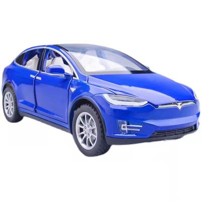 China Diecast Toy 1:24 Diecast Car Zinc Alloy Sound And Diecast Model Car Tesla Model X90 Metal Rear Car for sale