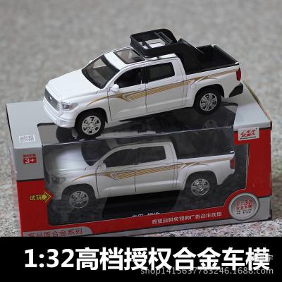 China Diecast Toy 1/32 Alloy Model Car Diecast Noise Pull Back Toy Toyota Pickup Tundra Free Gift for sale