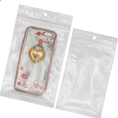 China Disposable 3 Sides Zip Clear Front Plastic Bag For Mobile Accessories for sale