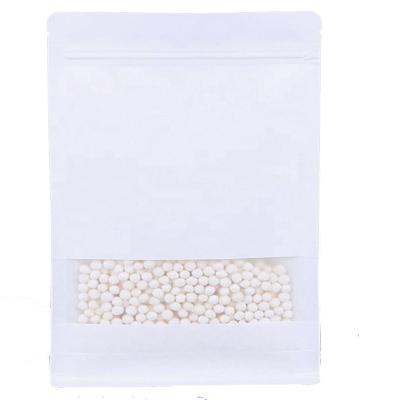 China Disposable Flat Bottom Gusset Side Window On The Front Paper Food Bag Zipper Thermo Bag for sale