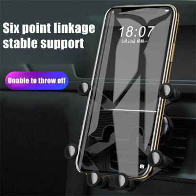 China Gravity 6-Point Universal Adjustable Linkage Support Auto Car Air Vent GPS Bracket Clip Phone Mount Holder for sale