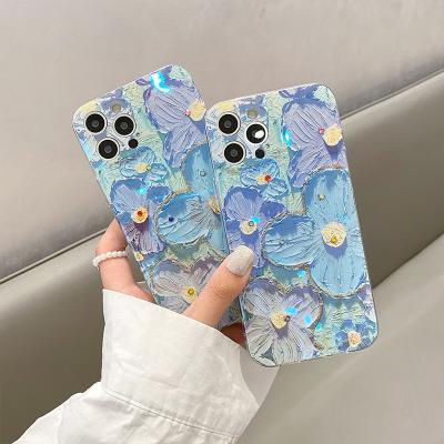 China Retro shockproof luxury fashion flowers laser phone case for iphone 13 pro max 12 mini 11 X XS XR 7 8 plus SE2020 soft TPU shockproof cover for sale