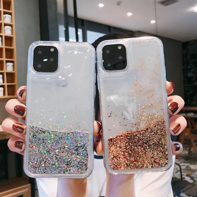 China Glitter Shockproof Liquid Mobile Phone Case Funny Floating Quicksand Tpu Glossy Transparent Soft Case For iPhone 11 12 Mini Pro 13 Max Case for sale