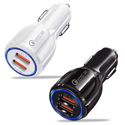 China Hot sale qc3.0 qc3.1 fast car charger double small fast car charger cigarette lighter adapter usb car charger for mobile phone for sale