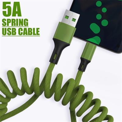 China New Design 1.5M USB Data Transfer Fast Charging Micro Type C PD 5A USB Cable Metal Spring Cable Shell Braided USB Data Cables For iPhone for sale