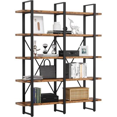 China Double 5 Tier Extendable Large Wide Open Shelves Wood And Metal Shelves For Home Office Furniture for sale